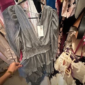Vici Megan Metallic Tiered Dress